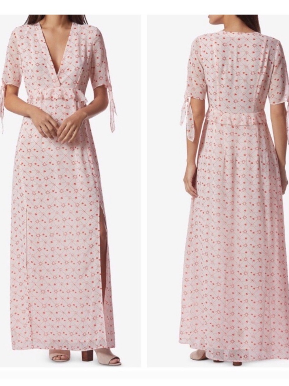 Avec Les Filles Pink Floral Tie-Waist Maxi Dress